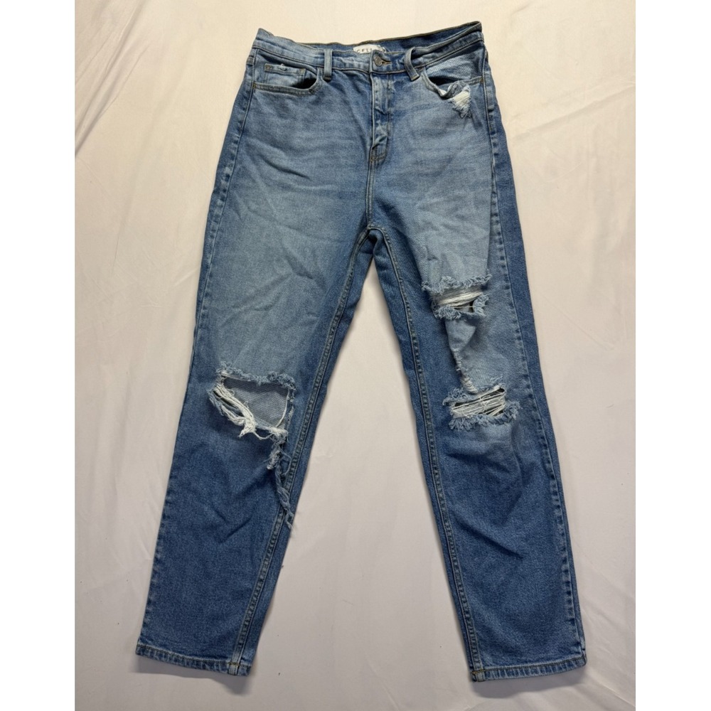 Cello Straight Jeans Womens 11 Blue Denim Cotton Medium Wash Comfort Distressed‎
